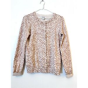 Old Navy Animal Print Button Front Cotton Blend Stretch Cardigan Sweater Tan Siz